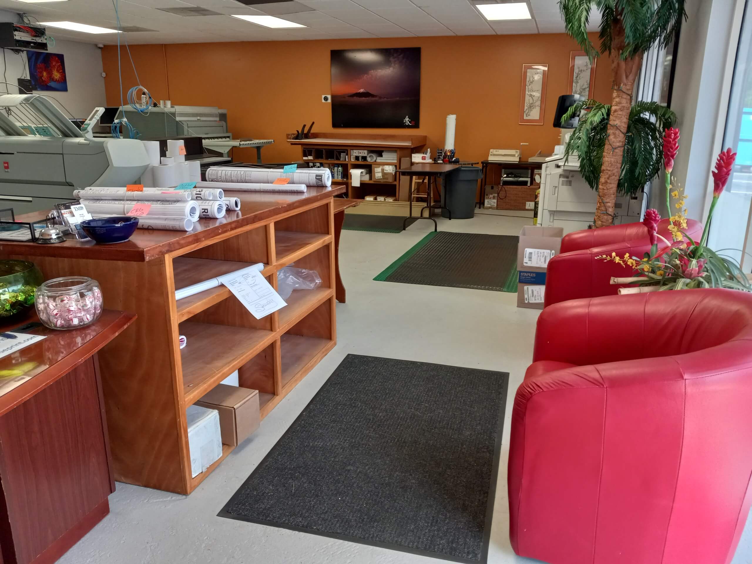 Rapid Blueprint – Tampa - Blueprint production area with printers